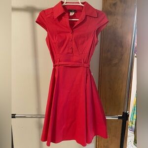 50s styled dress from the 2000s, pinkish red